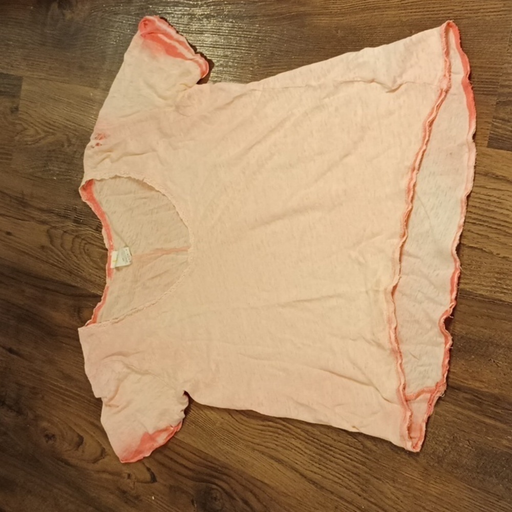Free People Two Tone Pink Cotton Linen Mix Top EEE